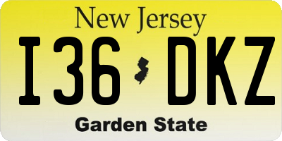NJ license plate I36DKZ