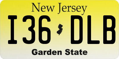 NJ license plate I36DLB