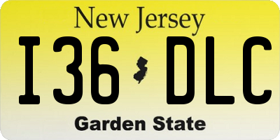 NJ license plate I36DLC