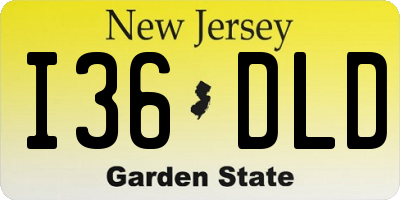 NJ license plate I36DLD