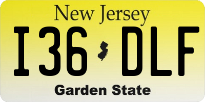 NJ license plate I36DLF