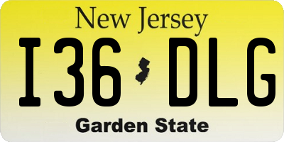 NJ license plate I36DLG
