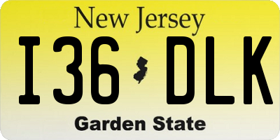 NJ license plate I36DLK