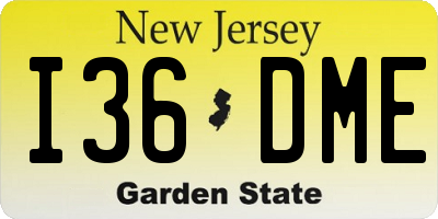 NJ license plate I36DME