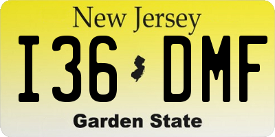 NJ license plate I36DMF