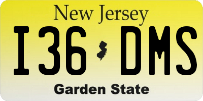 NJ license plate I36DMS