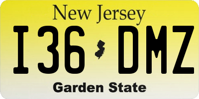 NJ license plate I36DMZ
