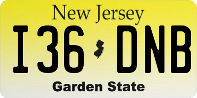 NJ license plate I36DNB