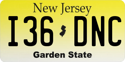 NJ license plate I36DNC