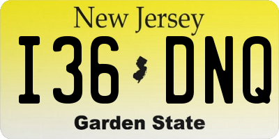 NJ license plate I36DNQ