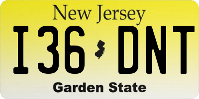 NJ license plate I36DNT