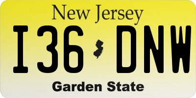 NJ license plate I36DNW