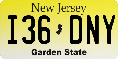 NJ license plate I36DNY