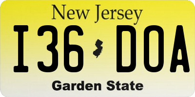 NJ license plate I36DOA