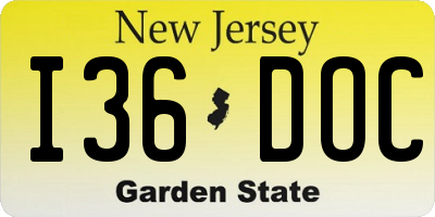 NJ license plate I36DOC