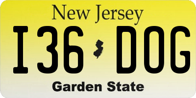 NJ license plate I36DOG