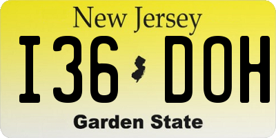 NJ license plate I36DOH
