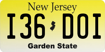 NJ license plate I36DOI