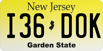 NJ license plate I36DOK