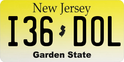 NJ license plate I36DOL