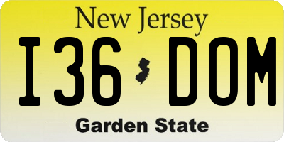 NJ license plate I36DOM
