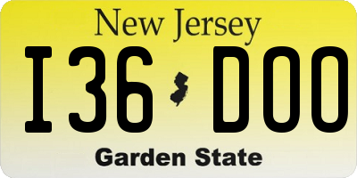 NJ license plate I36DOO