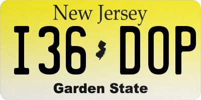 NJ license plate I36DOP