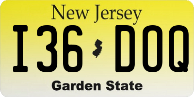 NJ license plate I36DOQ