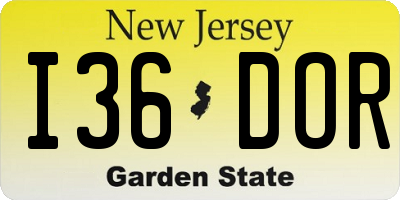 NJ license plate I36DOR