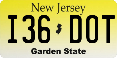 NJ license plate I36DOT