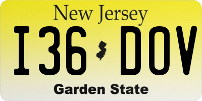 NJ license plate I36DOV