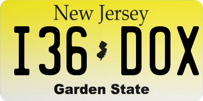NJ license plate I36DOX