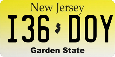 NJ license plate I36DOY