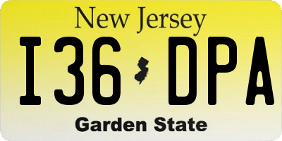 NJ license plate I36DPA