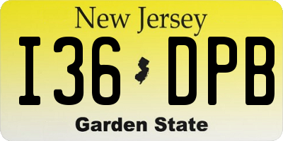 NJ license plate I36DPB