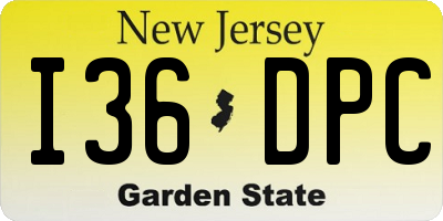 NJ license plate I36DPC