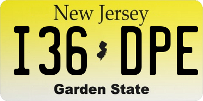NJ license plate I36DPE
