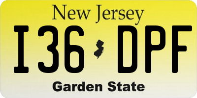 NJ license plate I36DPF