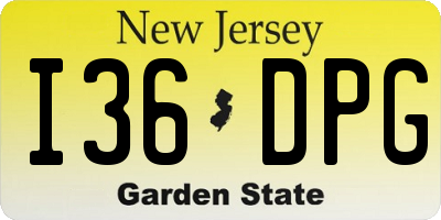 NJ license plate I36DPG
