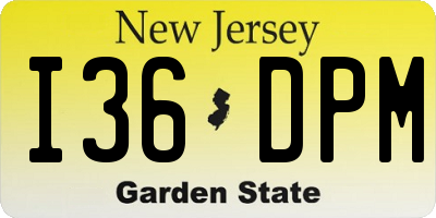 NJ license plate I36DPM