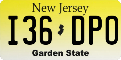 NJ license plate I36DPO