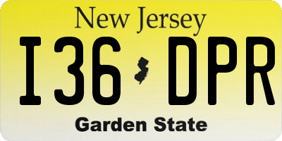 NJ license plate I36DPR