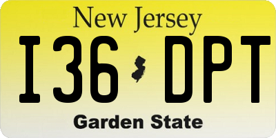 NJ license plate I36DPT