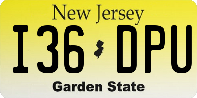 NJ license plate I36DPU
