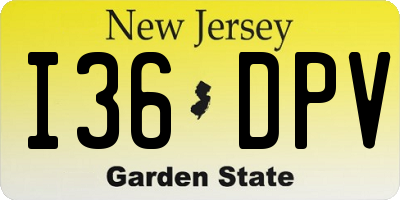 NJ license plate I36DPV