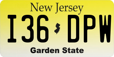 NJ license plate I36DPW