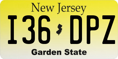 NJ license plate I36DPZ