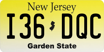 NJ license plate I36DQC
