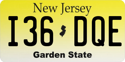 NJ license plate I36DQE