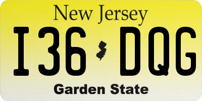 NJ license plate I36DQG